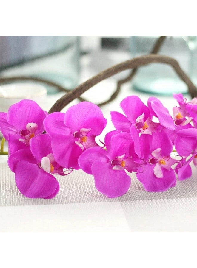 Polyester Set Of 3 Artificial Orchid Flowers For Vase Pot (Pink, 93.98 Cm) Decorative Items For Home Décor Living Room Bedroom Office Table Top Centerpiece Wedding Decoration