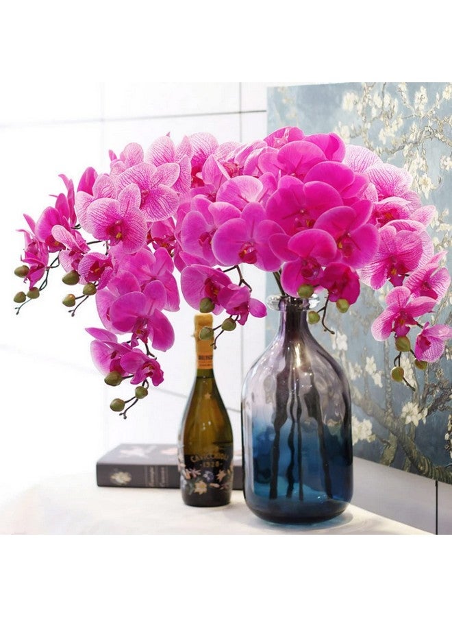 Polyester Set Of 3 Artificial Orchid Flowers For Vase Pot (Pink, 93.98 Cm) Decorative Items For Home Décor Living Room Bedroom Office Table Top Centerpiece Wedding Decoration