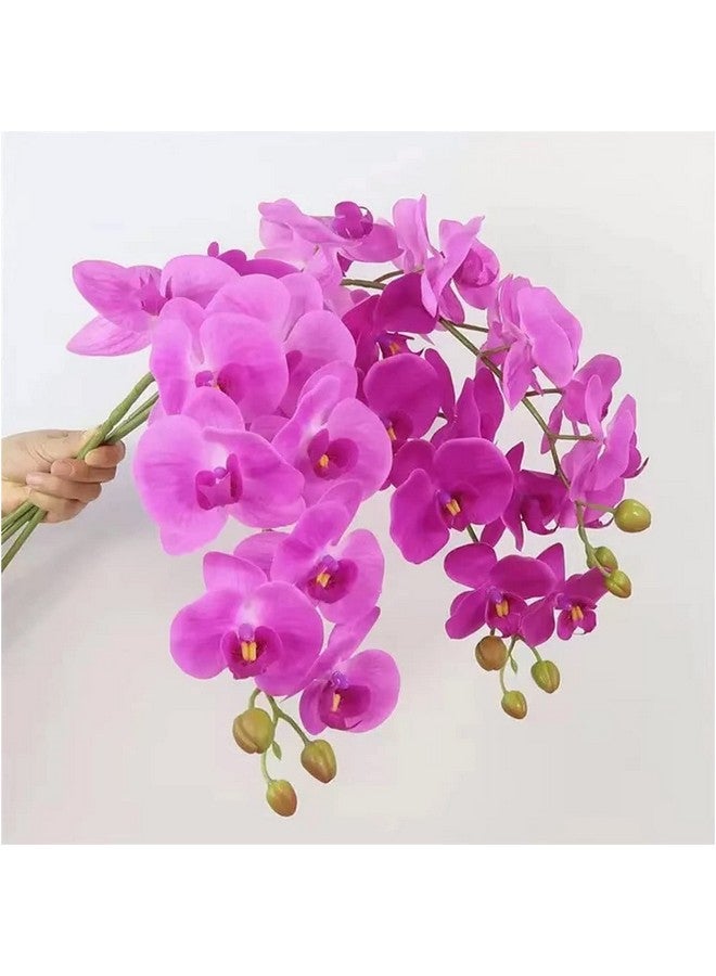 Polyester Set Of 3 Artificial Orchid Flowers For Vase Pot (Pink, 93.98 Cm) Decorative Items For Home Décor Living Room Bedroom Office Table Top Centerpiece Wedding Decoration