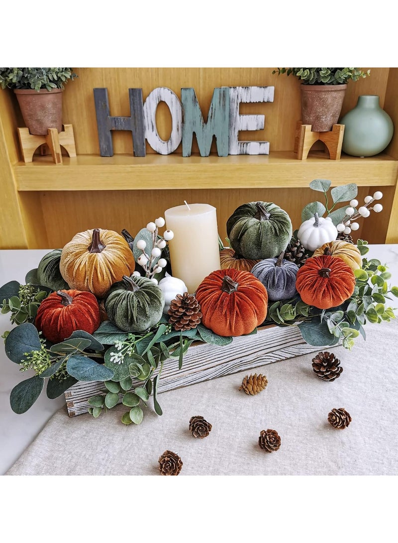 16pcs Pumpkin Fall Decorations Artificial Faux Velvet Pumpkins Decor Pumpkins for Fall Wedding Table Decorations