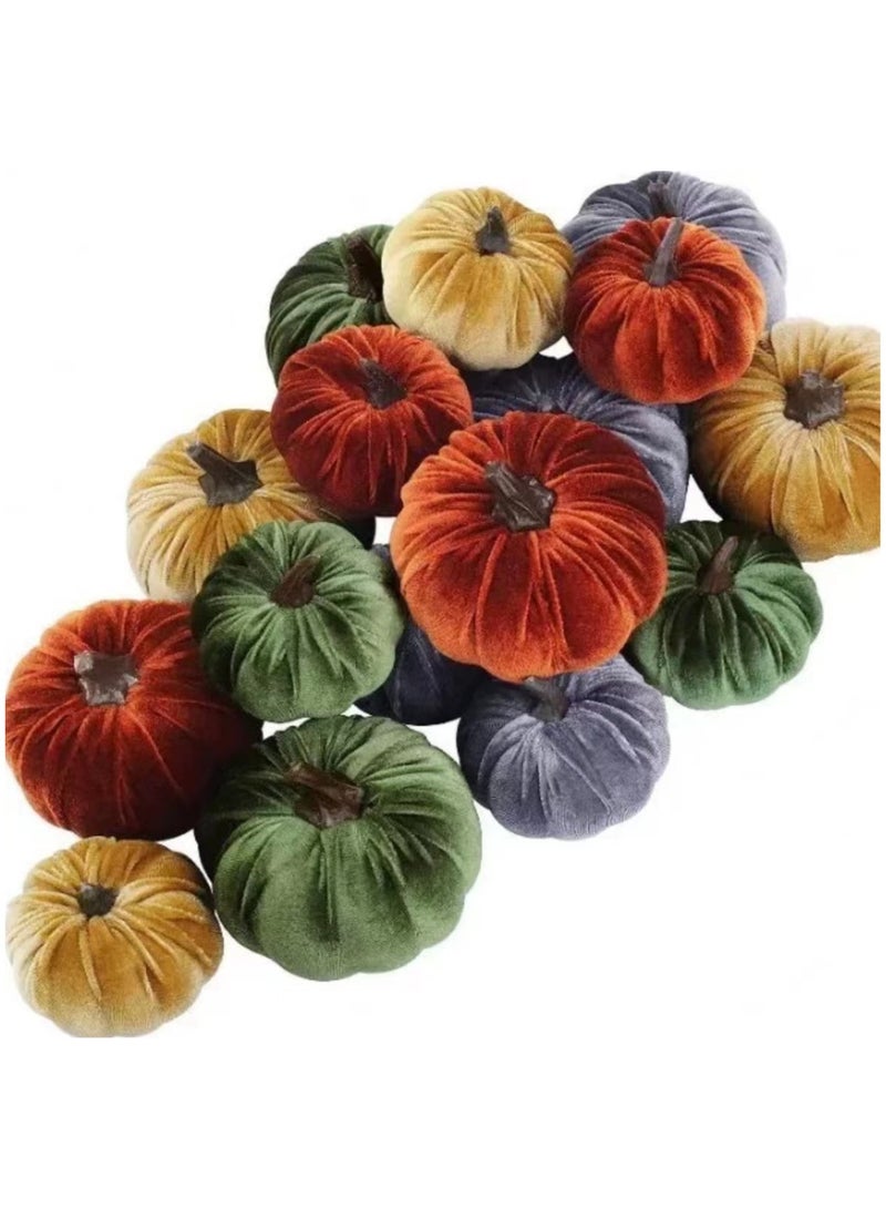 16pcs Pumpkin Fall Decorations Artificial Faux Velvet Pumpkins Decor Pumpkins for Fall Wedding Table Decorations