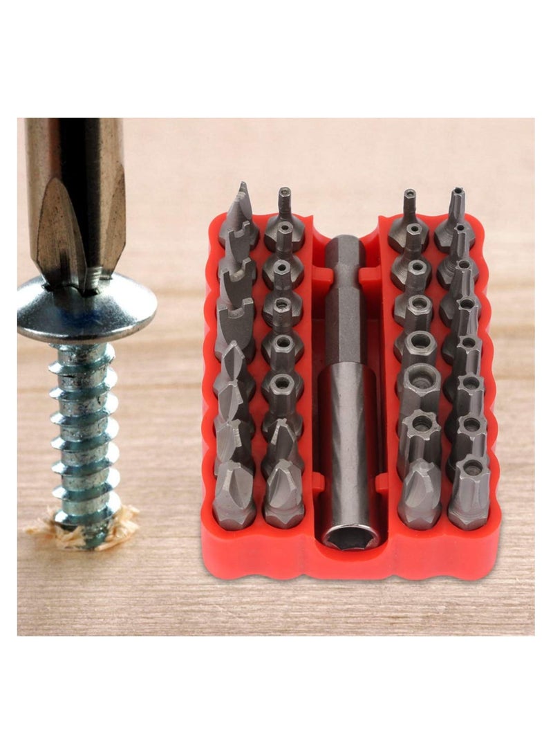 Screwdriver Bit Set, 32pcs Screwdriver Bit Kit, Hex Crossing Star Screw Security Bit Set, with Extension Rod for Home Electoronics, for Electric Screwdrivers, Hand Screwdrivers, Electric Drills