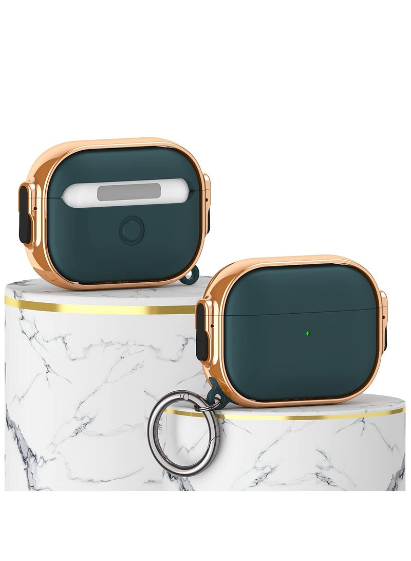 Plating Case for Airpods Pro 2, Case with Carabiner Shock-Absorbing Case Cover Shock-Absorbing Case Outdoor Protective Cover Hard Shell Case Anti-Drop Case for 2022 Released Airpods Pro 2