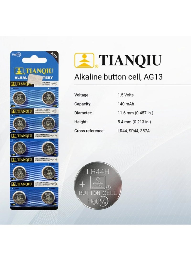 20-Pieces Tianqiu AG13/ LR44H/ 357A 1.5V Alkaline Batteries