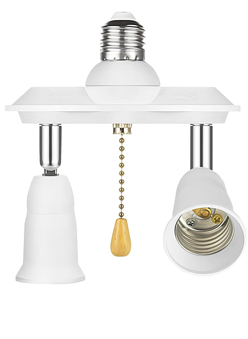 Adjustable Pull Chain Light Socket Adapter E26 E27 Splitter 360 Degree Rotatable 180 Degree Bendable Light Fixture Converter