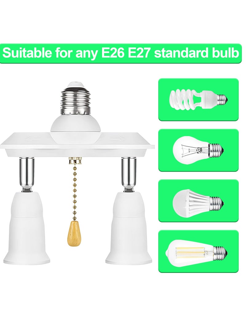Adjustable Pull Chain Light Socket Adapter E26 E27 Splitter 360 Degree Rotatable 180 Degree Bendable Light Fixture Converter