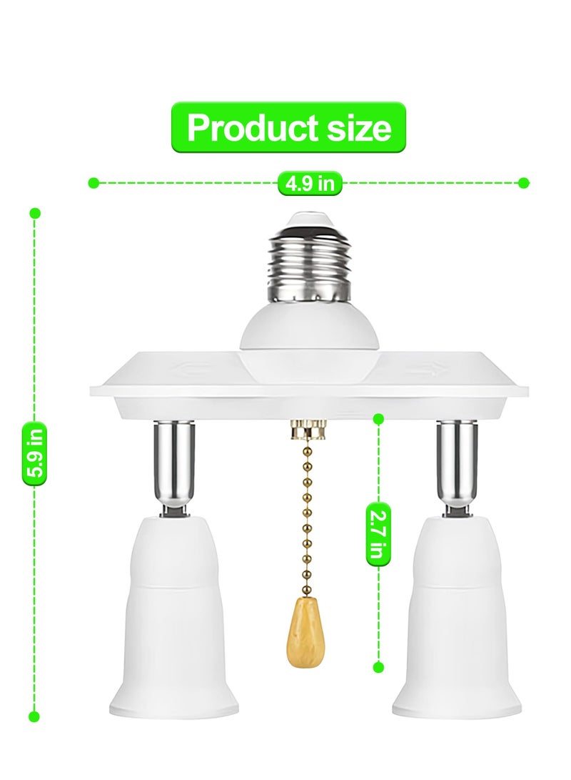 Adjustable Pull Chain Light Socket Adapter E26 E27 Splitter 360 Degree Rotatable 180 Degree Bendable Light Fixture Converter
