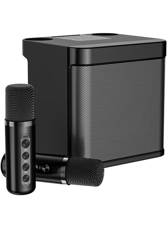 YS 203 Wireless Bluetooth Karaoke Speaker with Dual Microphones and Stereo Bass – Black