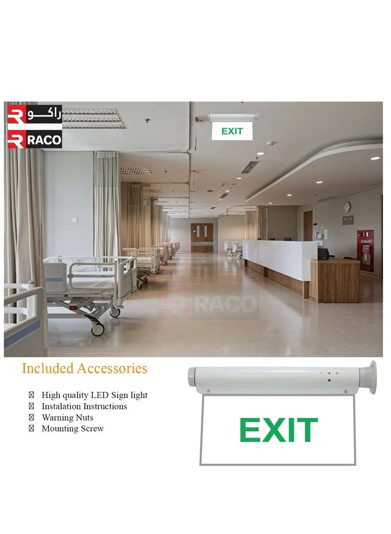 RACO RR Escape LED Sign Emergency Exit Light with Battery Backup, Acrylic Clear Panel Exit Sign Exit Light