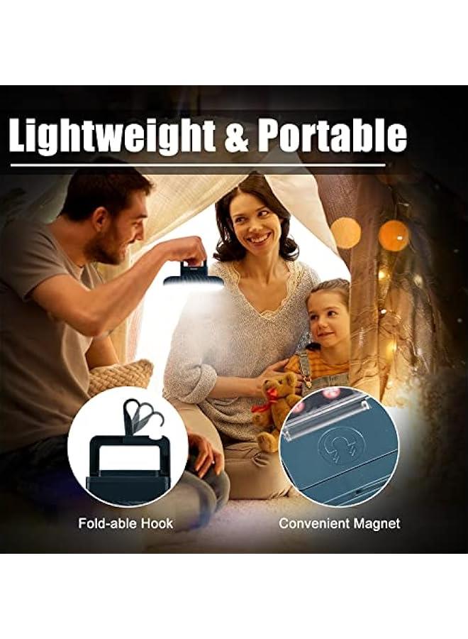 Portable Camping Fan with LED Lantern  USB Rechargeable Waterproof Tent Fan with Hanging Hook Magnet Survival Kits for Indoor Outdoor Hiking Car Office Desk Outdoor Emergency Power Outage