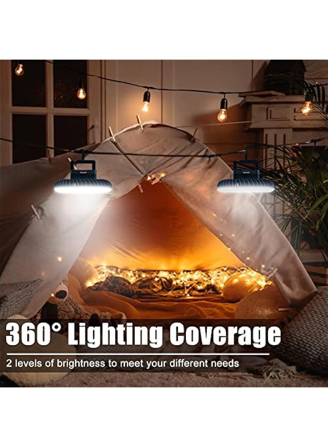 Portable Camping Fan with LED Lantern  USB Rechargeable Waterproof Tent Fan with Hanging Hook Magnet Survival Kits for Indoor Outdoor Hiking Car Office Desk Outdoor Emergency Power Outage