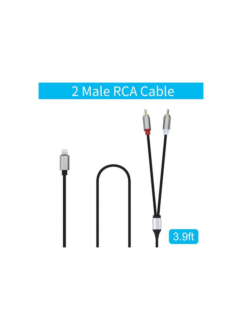 Lightning To RCA Stereo Cable, 2-Male Audio Aux Y Splitter Adapter Fit for Select Iphone, Ipad and Ipod Models, for Home Theater, Speaker, Power Amplifier, Car, for Car Aux Speaker Power Amplifier