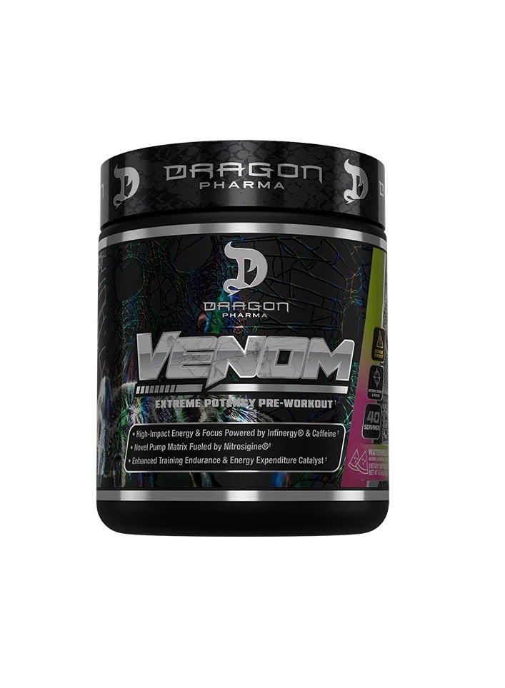 Venom Extreme Potency Pre-Workout, Laser Sharp Focus + Energy, Intense Performance, Proven Ingredients For Enhanced Vasodilation & Endurance (40 Servings, Watermelon)