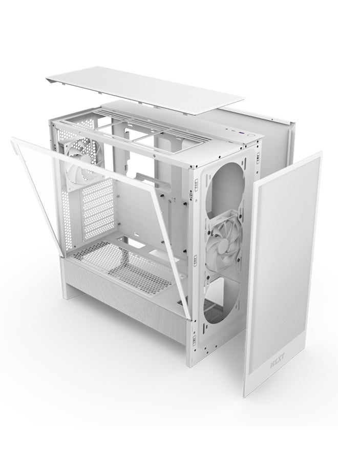 H5 Flow Compact Mid-Tower ATX Airflow Case, More Air to the GPU, Fits Large Radiators, Optimized for Airflow, Pre-Installed Fans, Easy Cable Management, Tool-less Access, Strong and Sleek, CC-H52FW-01