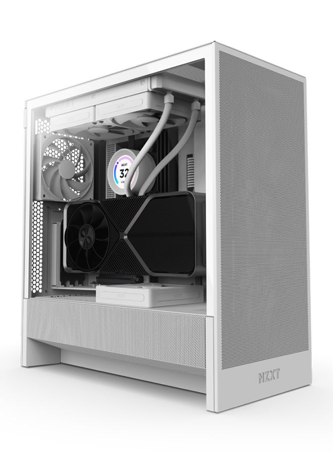 H5 Flow Compact Mid-Tower ATX Airflow Case, More Air to the GPU, Fits Large Radiators, Optimized for Airflow, Pre-Installed Fans, Easy Cable Management, Tool-less Access, Strong and Sleek, CC-H52FW-01