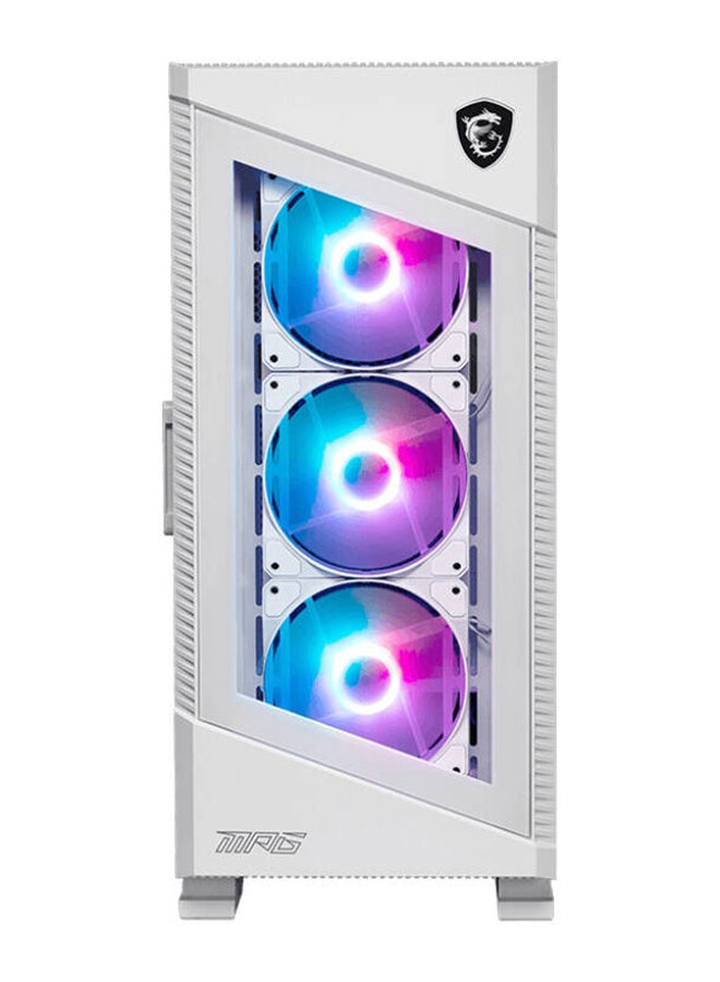 MPG VELOX 100R Mid-Tower ATX Gaming PC Case, Tempered Glass Front Panel, 4x 120mm ARGB Fans, Support Up to 360mm Radiator, Vertical GPU Mount, Optimized Airflow, Type-C, 306-7G18W22-809 White