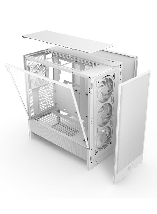 H5 Flow RGB Compact ATX Mid-Tower Airflow Case with RGB Fans, More Air to the GPU, Fits Large Radiators, Optimized for Airflow, Pre-Installed Fans, Easy Cable Management, Tool-less Access, Strong and Sleek, CC-H52FW-R1