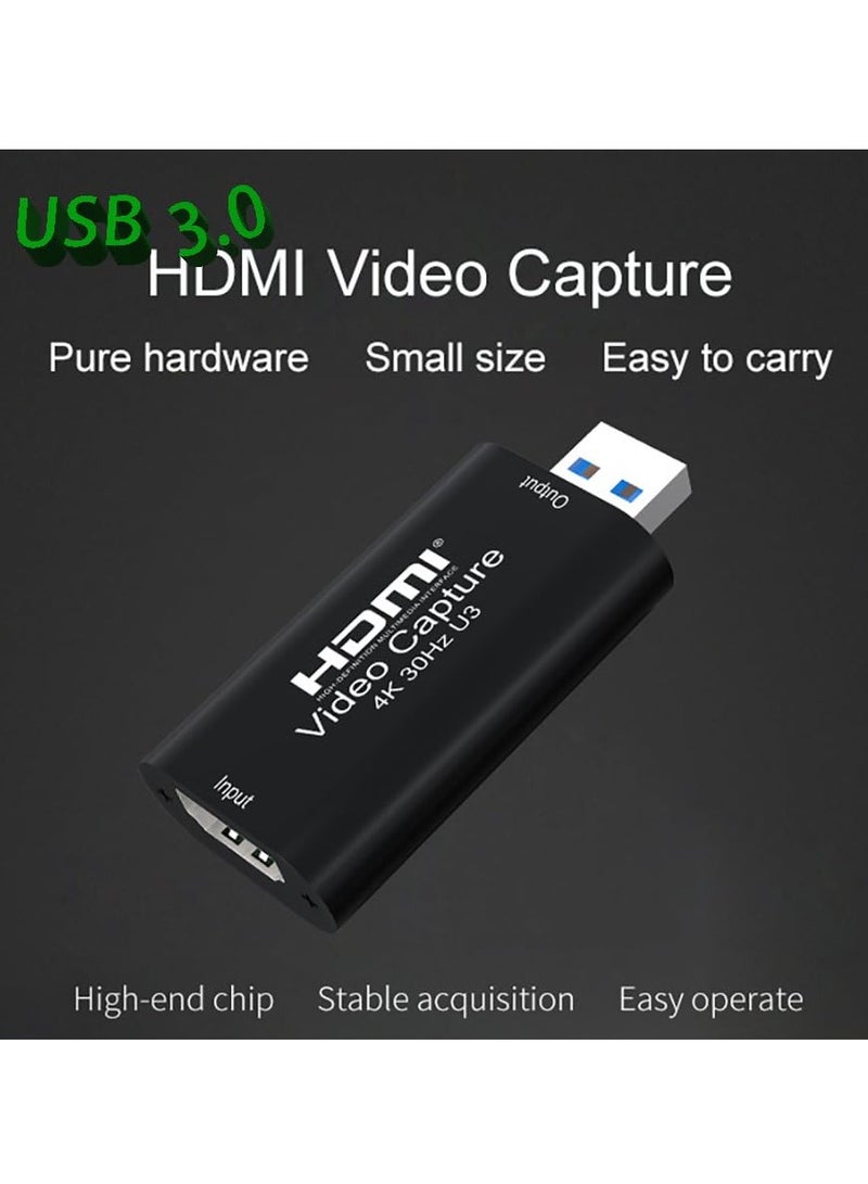 4K HDMI Video Capture Card USB 3.0 1080P 60HZ Game Streaming Adapter for Live Broadcasting and Screen Recording