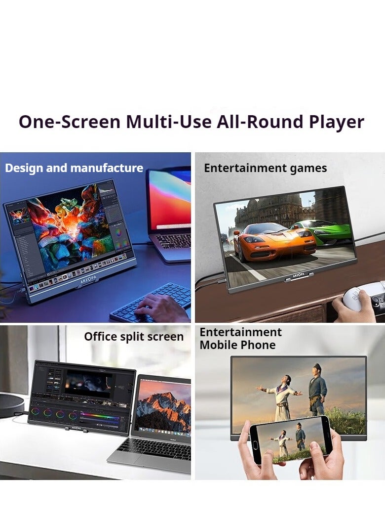 ARZOPA 16.1-inch Portable Monitor, 144Hz, High Color Gamut, IPS Screen, for Laptop/Phone/Switch/Ps4/5