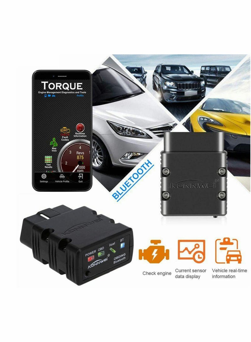 OBD2 Bluetooth Scanner, Bluetooth Wireless OBD-II Car Auto Diagnostic Scan Tools
