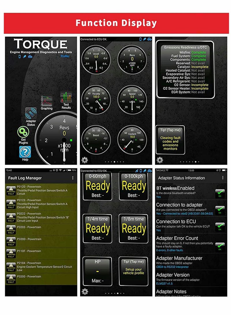 OBD2 Bluetooth Scanner, Bluetooth Wireless OBD-II Car Auto Diagnostic Scan Tools