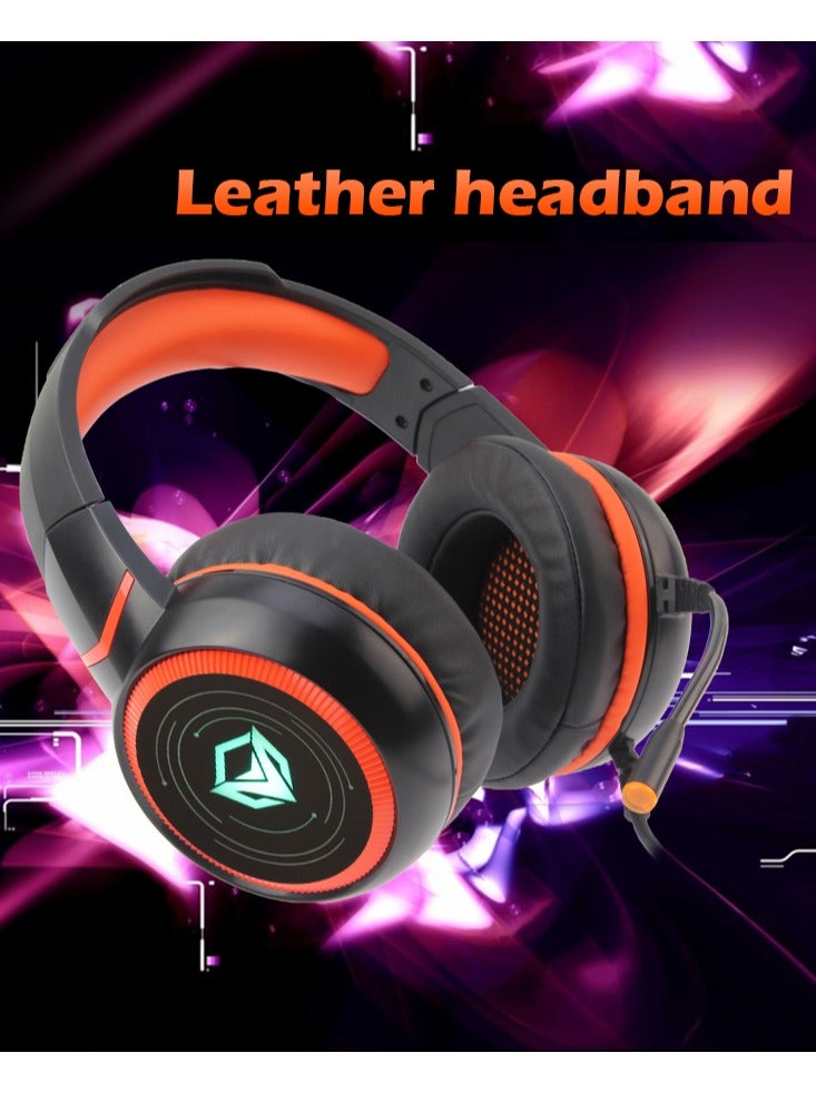 MEETION HP030 Wired Gaming Headphone Black with HIFI 7.1 Surround Sound, 10~20,000Hz Frequency Response, LED Backlit, Noise-Canceling Mic, Comfortable Earcups, Adjustable Headband, Gold Plated USB