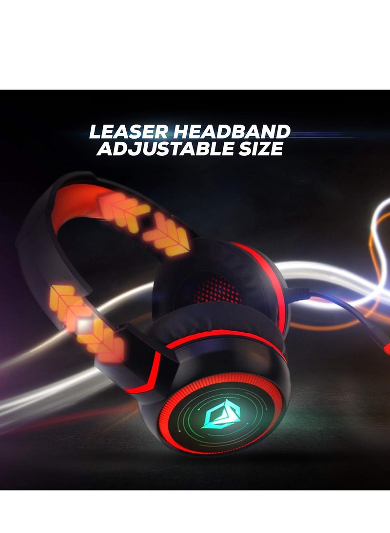 MEETION HP030 Wired Gaming Headphone Black with HIFI 7.1 Surround Sound, 10~20,000Hz Frequency Response, LED Backlit, Noise-Canceling Mic, Comfortable Earcups, Adjustable Headband, Gold Plated USB