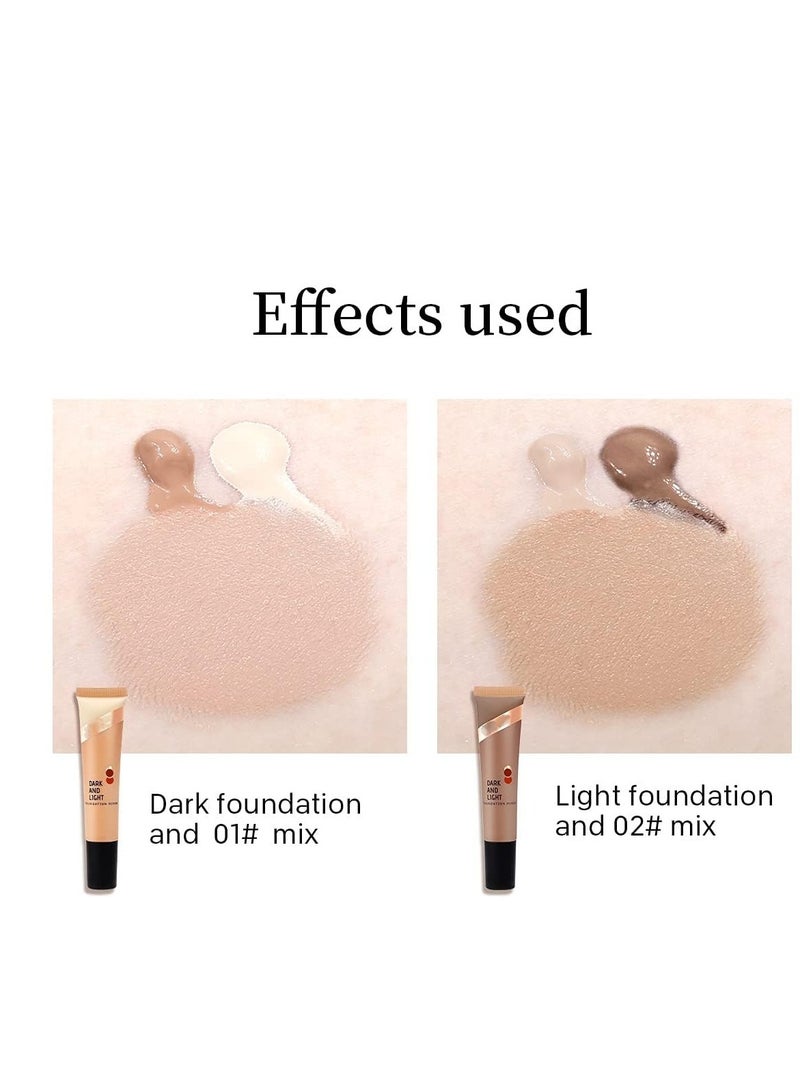 2 Pcs Foundation Mixer 01 Cream and 02 Caramel Mixing Pigment Set, Liquid Shade Adjuster, Smooth and Light, Blends Easily