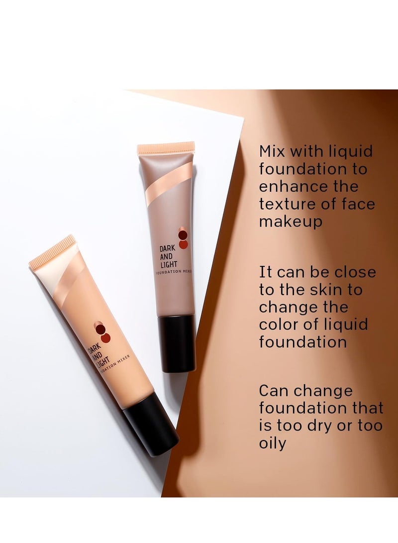 2 Pcs Foundation Mixer 01 Cream and 02 Caramel Mixing Pigment Set, Liquid Shade Adjuster, Smooth and Light, Blends Easily