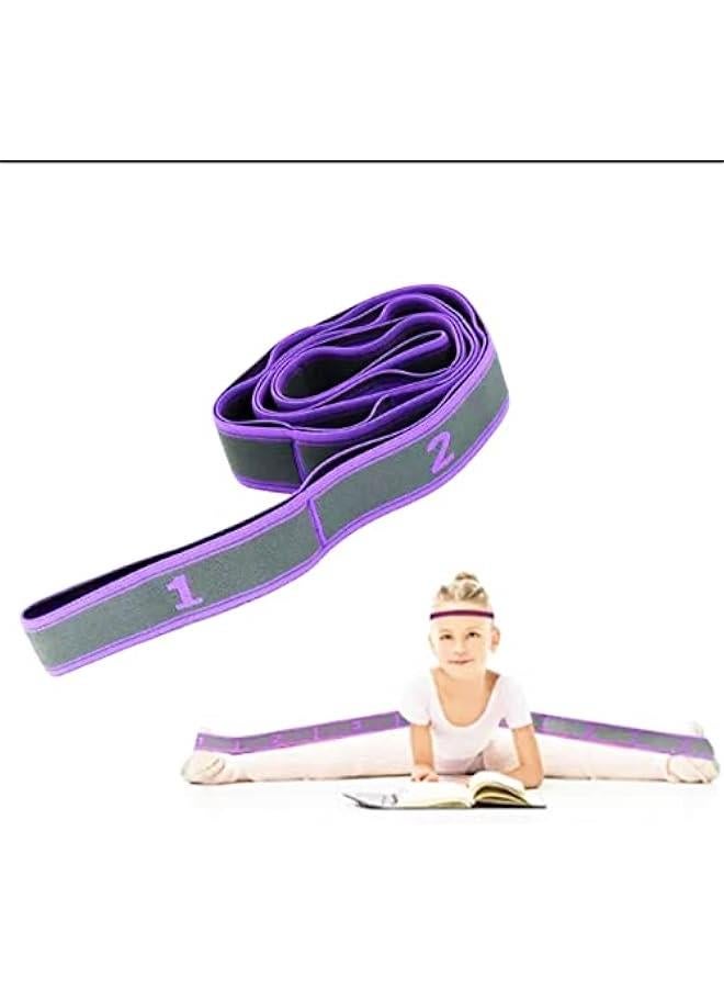 Yoga Stretch Strap, Elastic Exercise Band, Leg Exercise Equipment, Adjustable Exercise Bands for Workout, Yoga, Physical Therapy, Pilates, 9 Loops-Purple