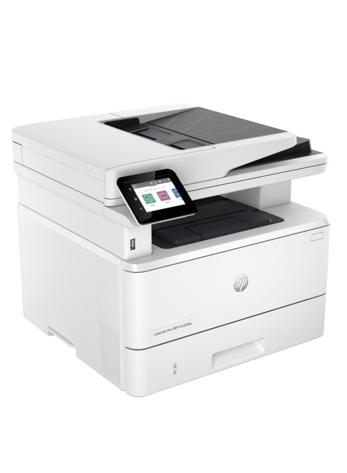 HP LaserJet Pro MFP 4103fdn Printer (2Z628A), Print, copy, scan, fax, white multicolor