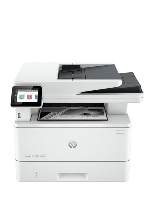 LaserJet Pro MFP 4103fdn Printer (2Z628A), Print, Copy, Scan, Fax White