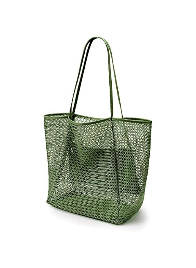 Beach Mesh Tote Bag, Casual Tote Bag Hobo Women Foldable MAX 23L Shoulder Bag For Beach Picnic Vacation