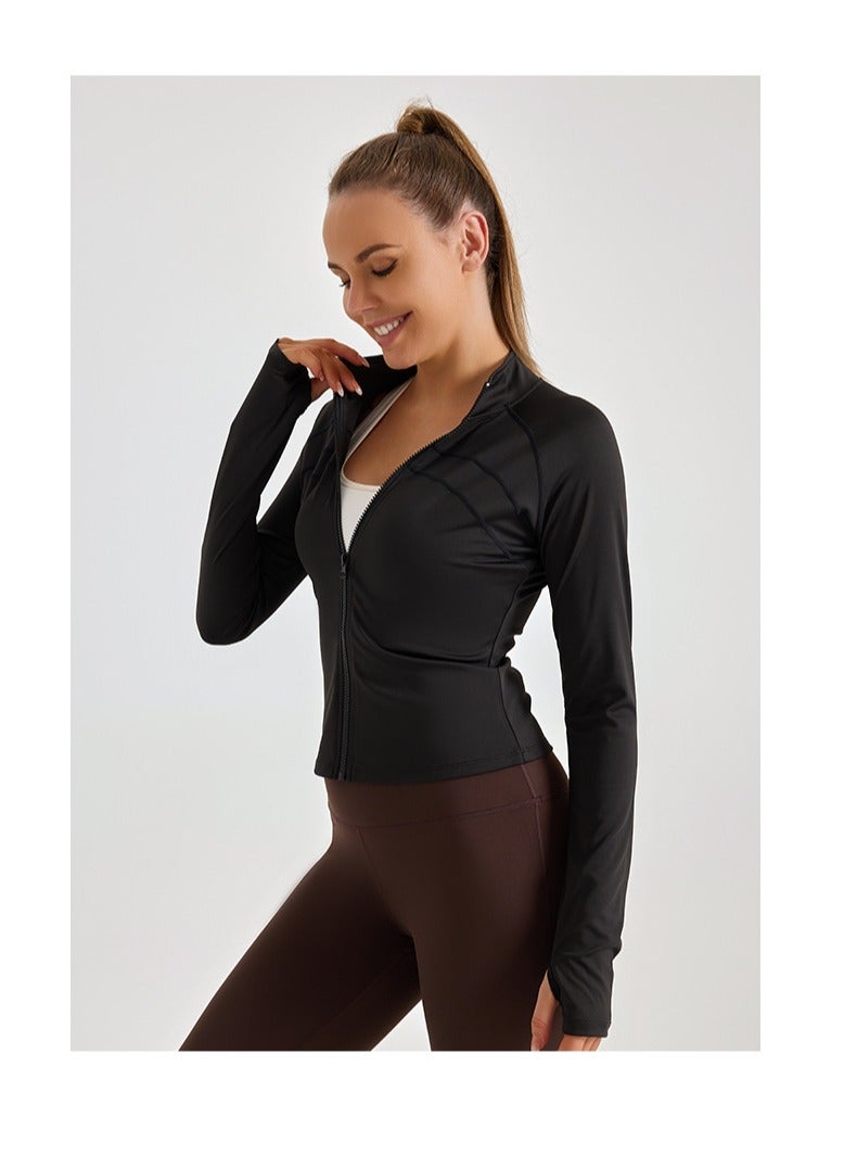 Girls' Oversized Zipper Sports Stretch Slim Fit Yoga Suit