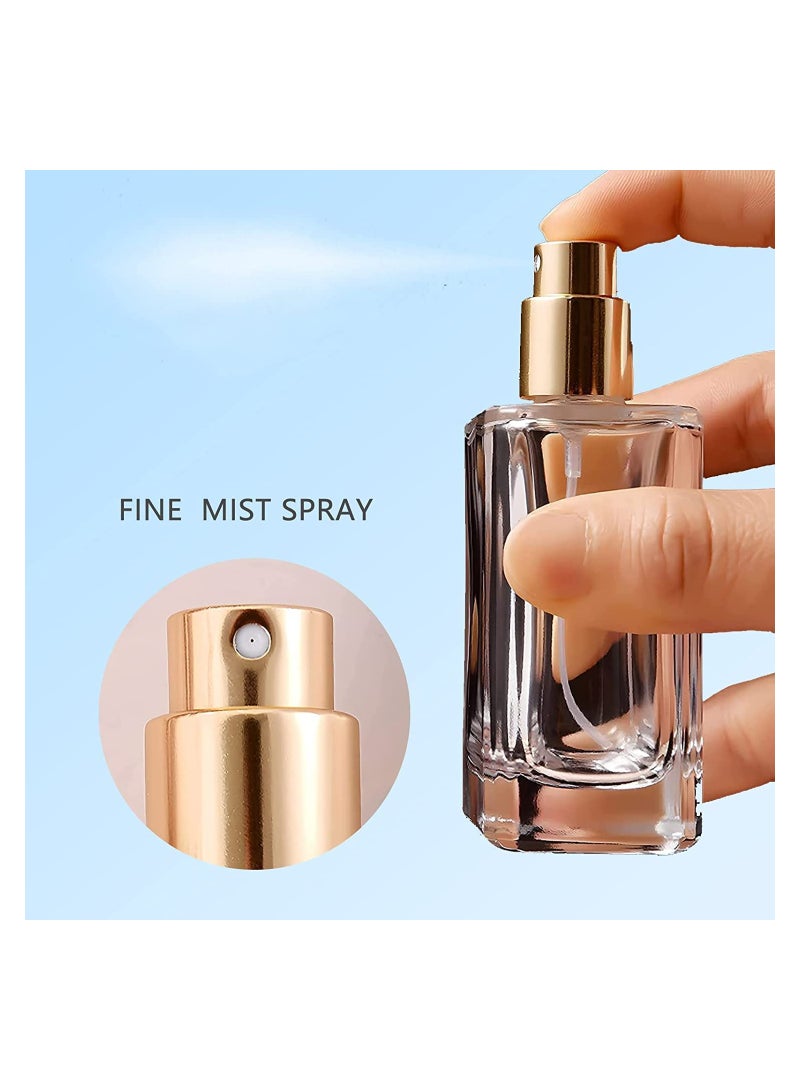 Spray Bottles 3Pcs 50ml/1.69 Oz Square Empty Frosted Glass Spray Bottles Perfume Atomizer Refillable Fine Mist Spray Empty Perfume Bottles for Essential Oils Makeup Toner Lotion (Clear)