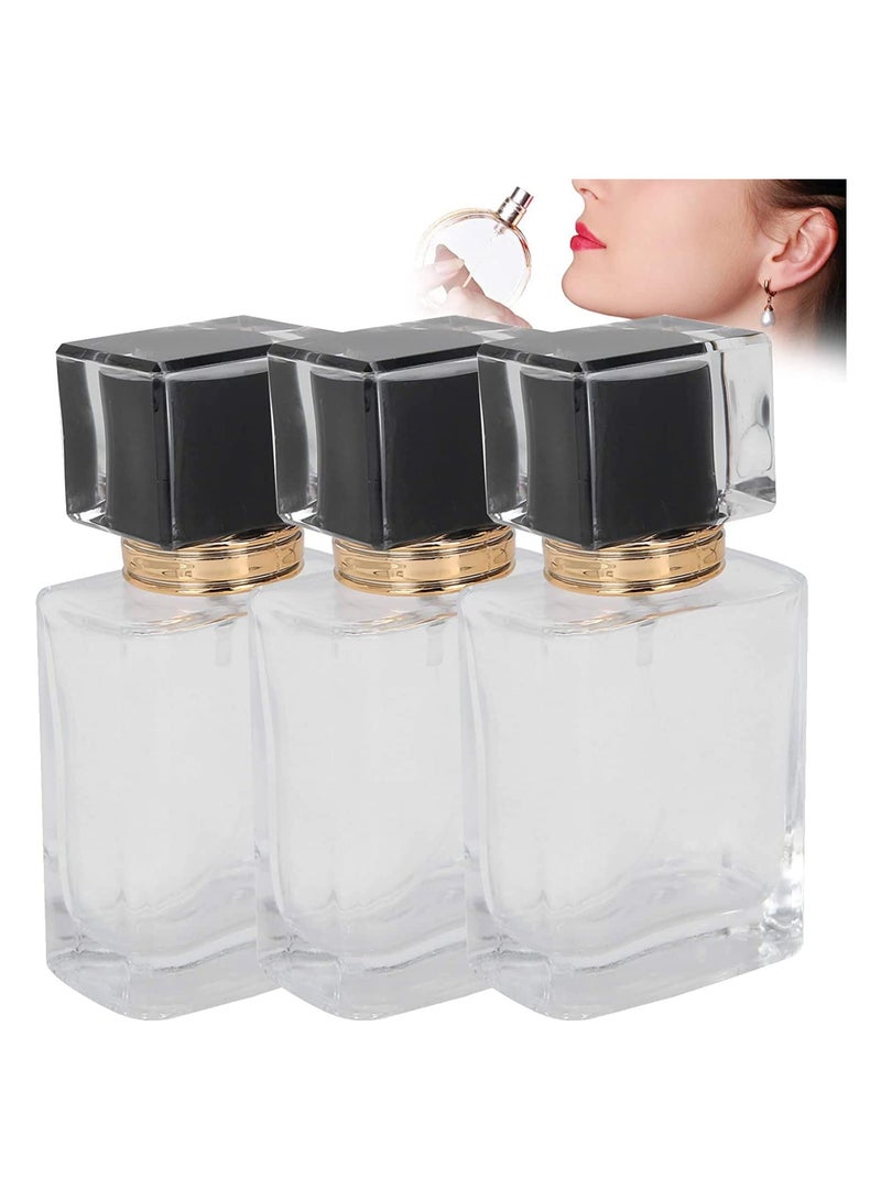 Spray Bottles 3Pcs 50ml/1.69 Oz Square Empty Frosted Glass Spray Bottles Perfume Atomizer Refillable Fine Mist Spray Empty Perfume Bottles for Essential Oils Makeup Toner Lotion (Clear)