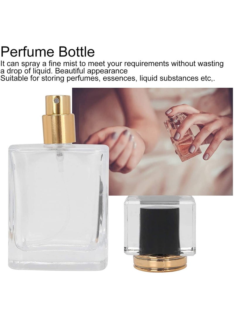 Spray Bottles 3Pcs 50ml/1.69 Oz Square Empty Frosted Glass Spray Bottles Perfume Atomizer Refillable Fine Mist Spray Empty Perfume Bottles for Essential Oils Makeup Toner Lotion (Clear)