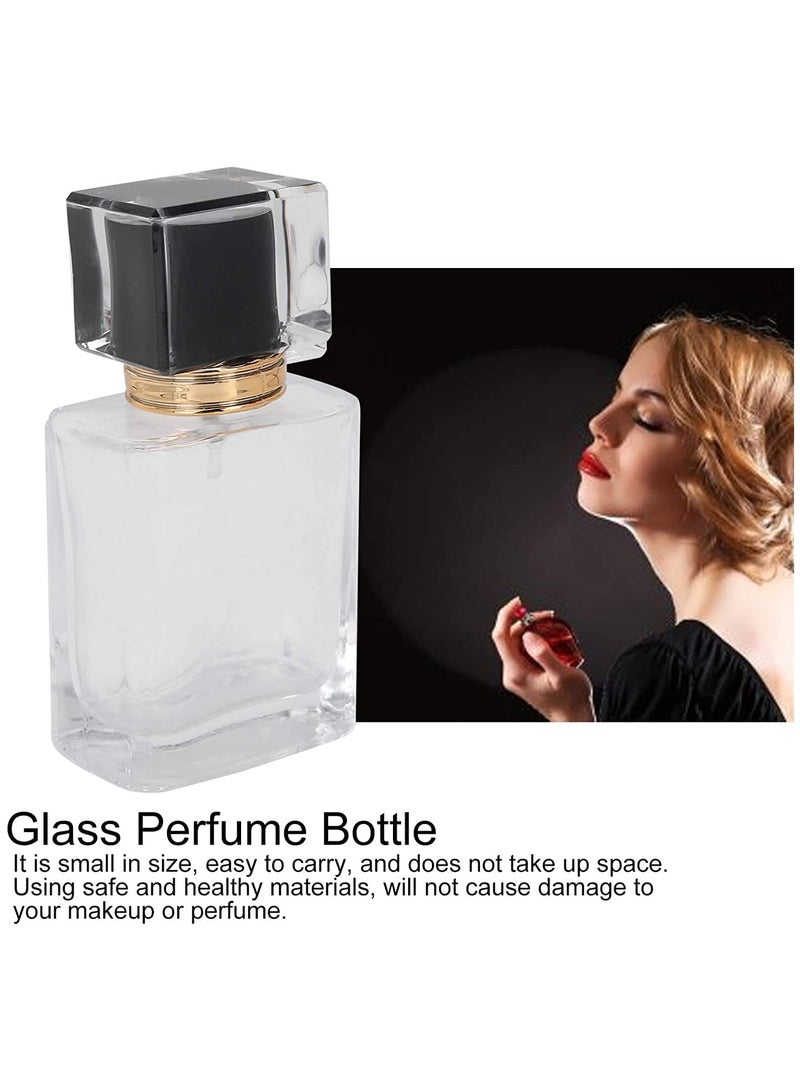 Spray Bottles 3Pcs 50ml/1.69 Oz Square Empty Frosted Glass Spray Bottles Perfume Atomizer Refillable Fine Mist Spray Empty Perfume Bottles for Essential Oils Makeup Toner Lotion (Clear)