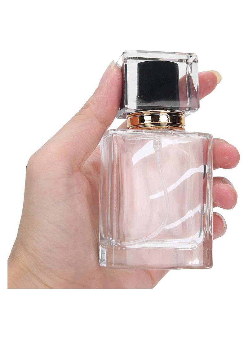 Spray Bottles 3Pcs 50ml/1.69 Oz Square Empty Frosted Glass Spray Bottles Perfume Atomizer Refillable Fine Mist Spray Empty Perfume Bottles for Essential Oils Makeup Toner Lotion (Clear)
