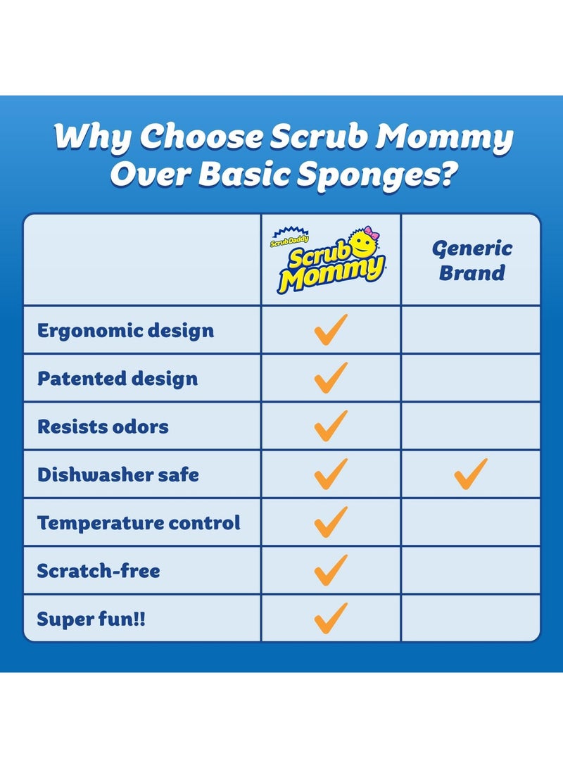 Scrub Daddy Scrub Mommy Sponge Set Scratch Free Sponges for Dishes and Home, Odor Resistant, Soft in Warm Water, Firm in Cold, Deep Cleaning, Dishwasher Safe, Multi-use, Functional, Ergonomic, 3ct