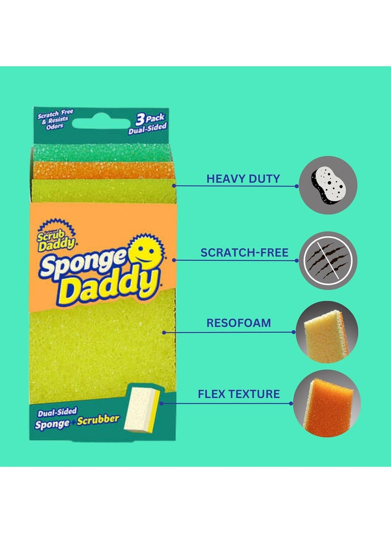 Sponge Daddy Dish Sponge  3 Packs , All Purpose Scrub Sponges : Durable, Reusable, Non-Scratch, for Dishes, Kitchen, Bathroom