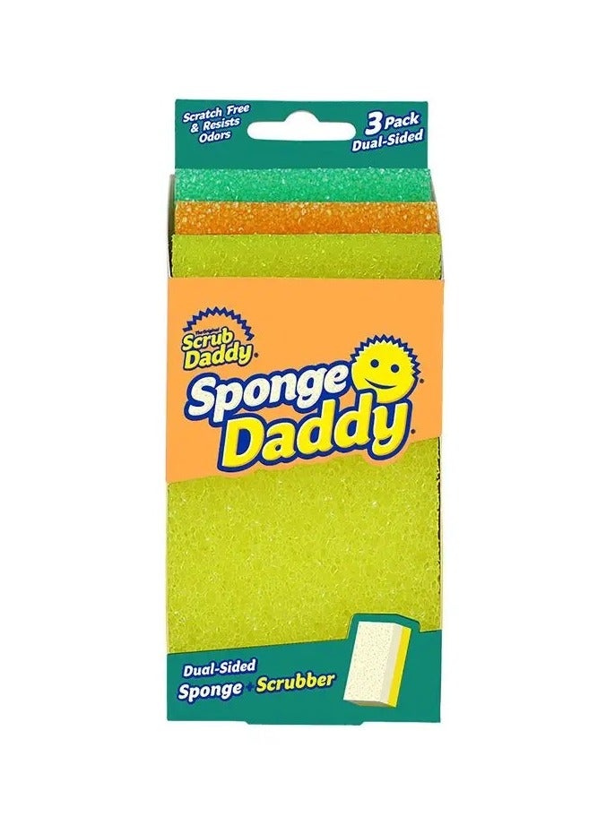 Sponge Daddy Dish Sponge  3 Packs , All Purpose Scrub Sponges : Durable, Reusable, Non-Scratch, for Dishes, Kitchen, Bathroom