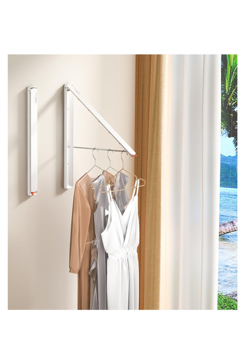 Clothes Drying Rack Wall Mounted, Retractable & Foldable Clothes Hanger for Laundry Room Organization and Storage, Space Saving, for Dorm, Closet, Balcony, Laundry Room(1P, Metal, White)