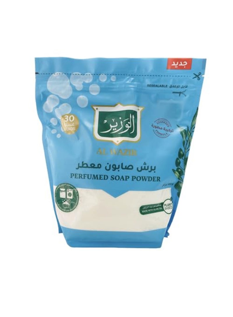 Al Wazir Perfumed Washing Soap Powder 900Gm   Upgraded Formula-Made With Olive Oil   For Hand  Automatic & Semi-Automatic Washing Machines