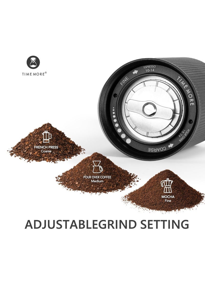 Chestnut C2S Manual Coffee Grinder Stainless Steel S2C Conical Burr Coffee Grinder, Capacity 25g Hand Coffee Bean Grinder, Adjustable Grinder Setting, Double Bearing Positioning (Black)