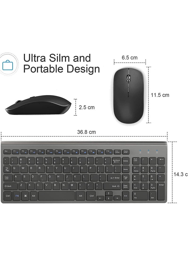 Wireless Keyboard and Mouse J 2.4G Ergonomic and Slim Wireless Computer Keyboard Mouse Designed for Windows, PC, Laptop,Tablet Black Grey