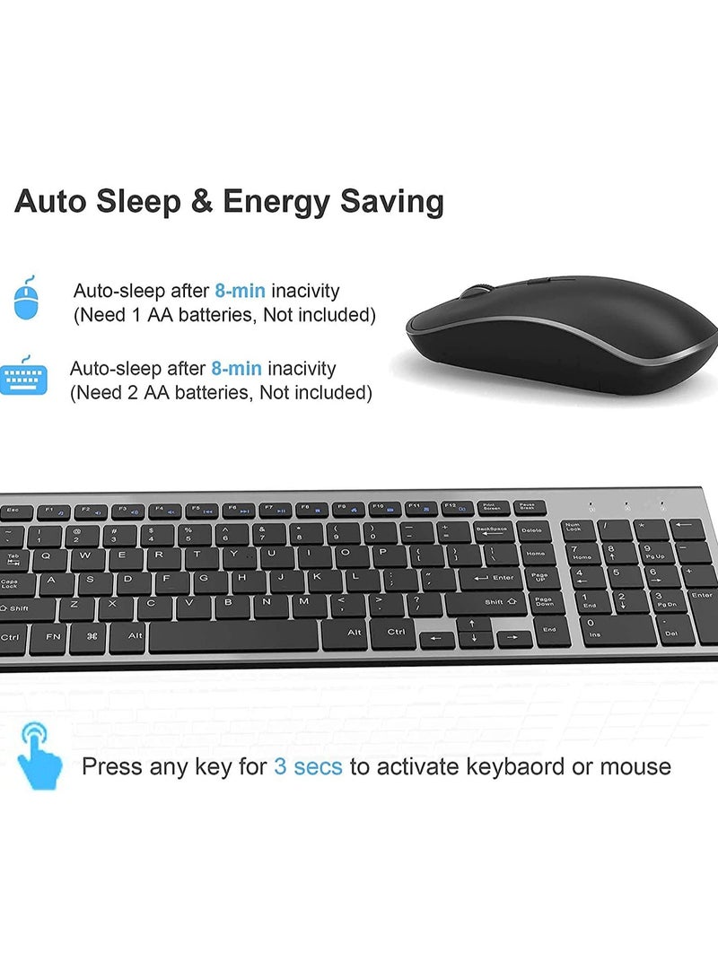 Wireless Keyboard and Mouse J 2.4G Ergonomic and Slim Wireless Computer Keyboard Mouse Designed for Windows, PC, Laptop,Tablet Black Grey