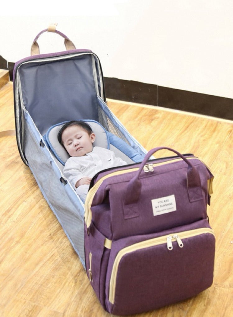 Portable Foldable Mommy Bag - Multi-Use and Converts to Baby Bed