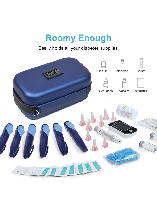 24h Insulin Cooler Travel Case with Thermometer TSA Approved Refrigerated Medicine Cooler for Travel with Thermometer Temperature Display Diabetic Travel Case Bag with 2 Ice Packs for Daily Life Trip