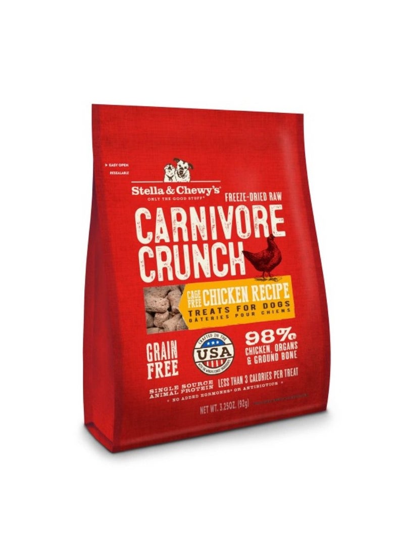 Carnivore Crunch Freez Dried Dog Treats – Chicken Recipe – 3.25 oz